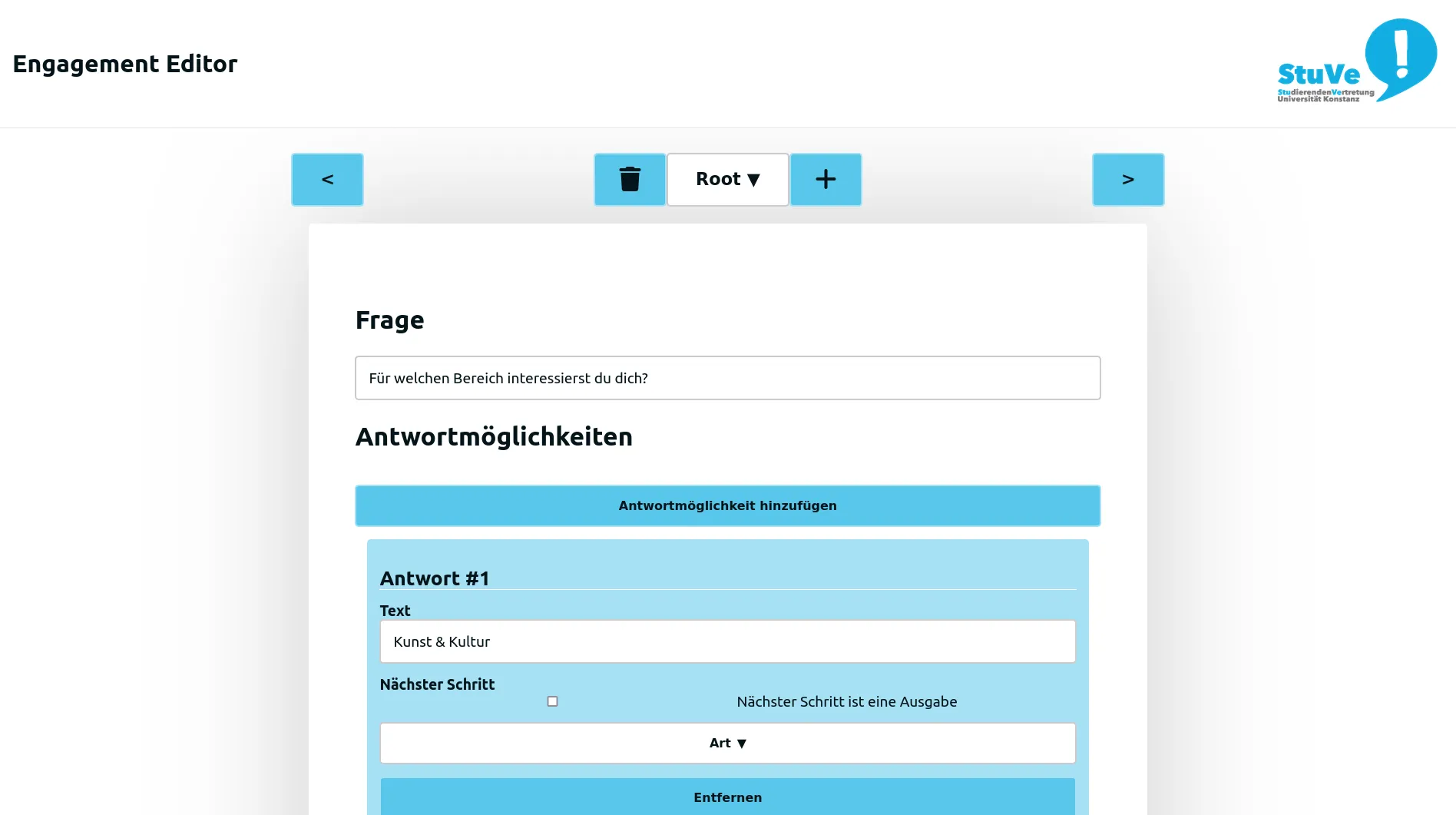 Editor for the question hierarchy