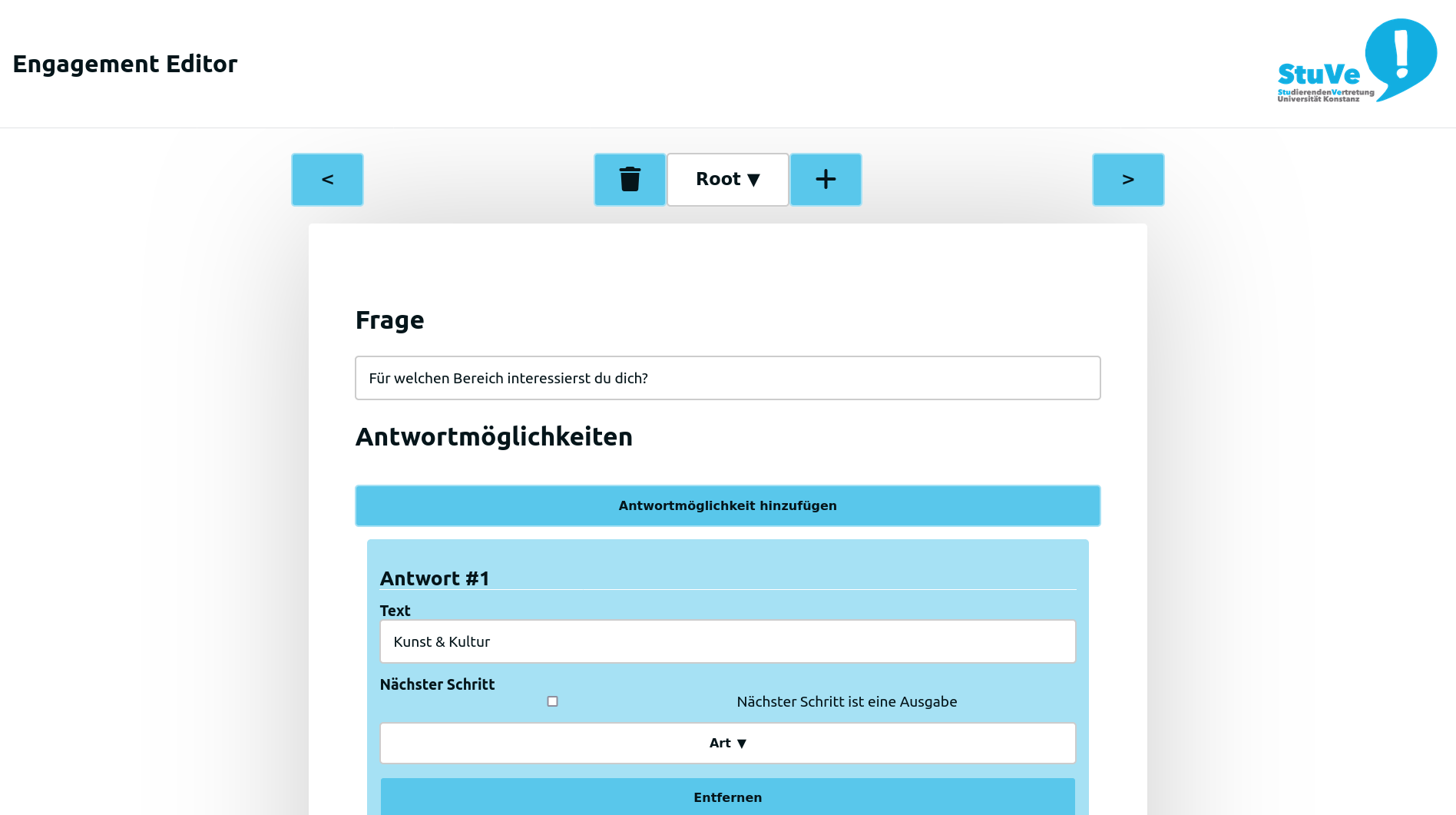 Editor for the question hierarchy