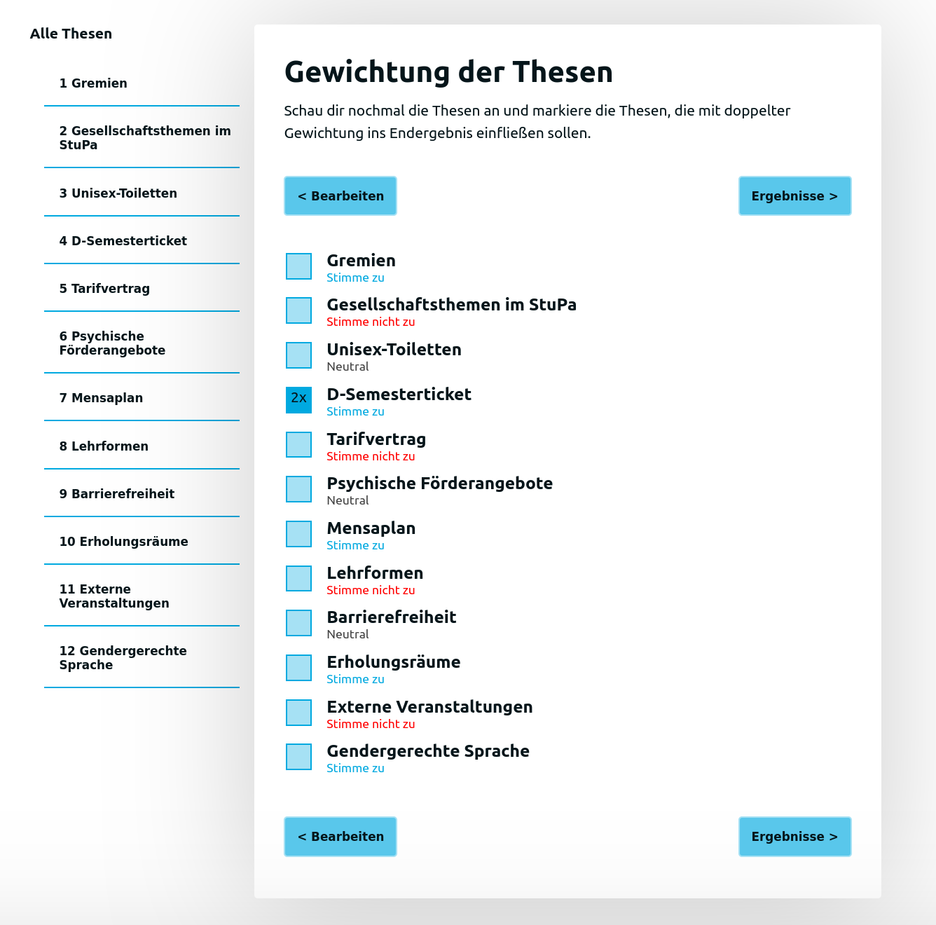 Weighting page of Frag Wahltraut